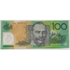 AUSTRALIA 1999 . ONE HUNDRED 100  DOLLAR BANKNOTE . EVANS/MacFARLANE . SIX DIGIT REPEATER